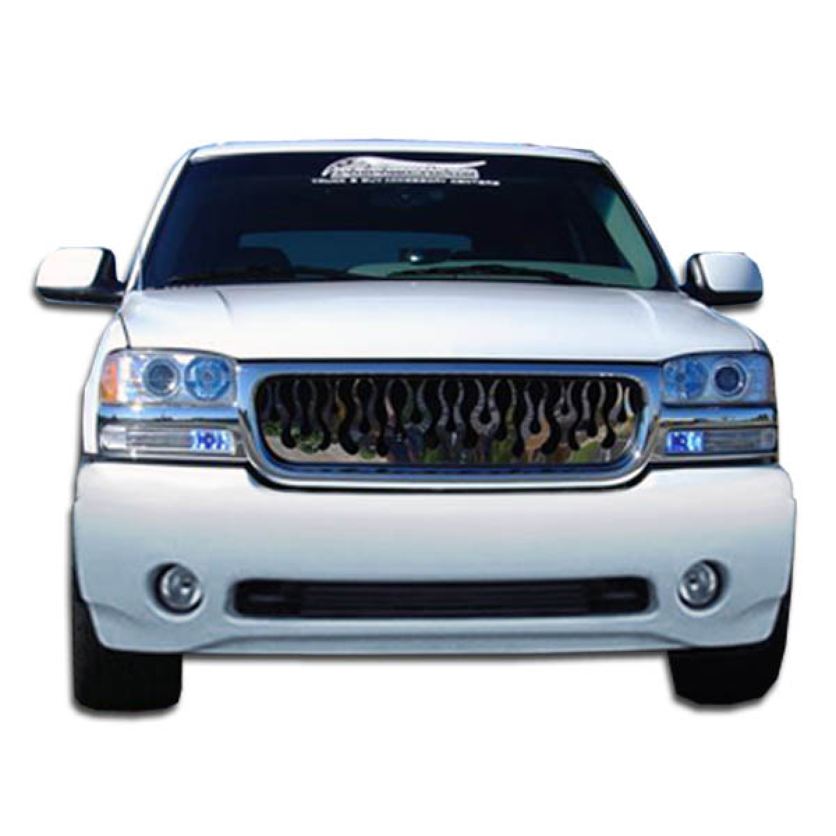 Modify your GMC Yukon 1999 with our Exterior/Front Bumpers or Lips - Front view of a white GMC vehicle