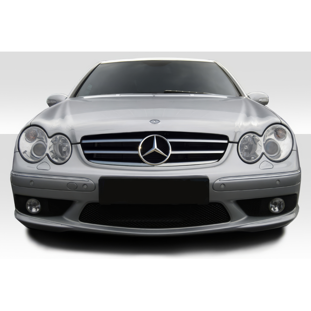 Modify your Mercedes-Benz CLK-Class 2003 with our Exterior/Front Bumpers or Lips - Front view at a straight angle