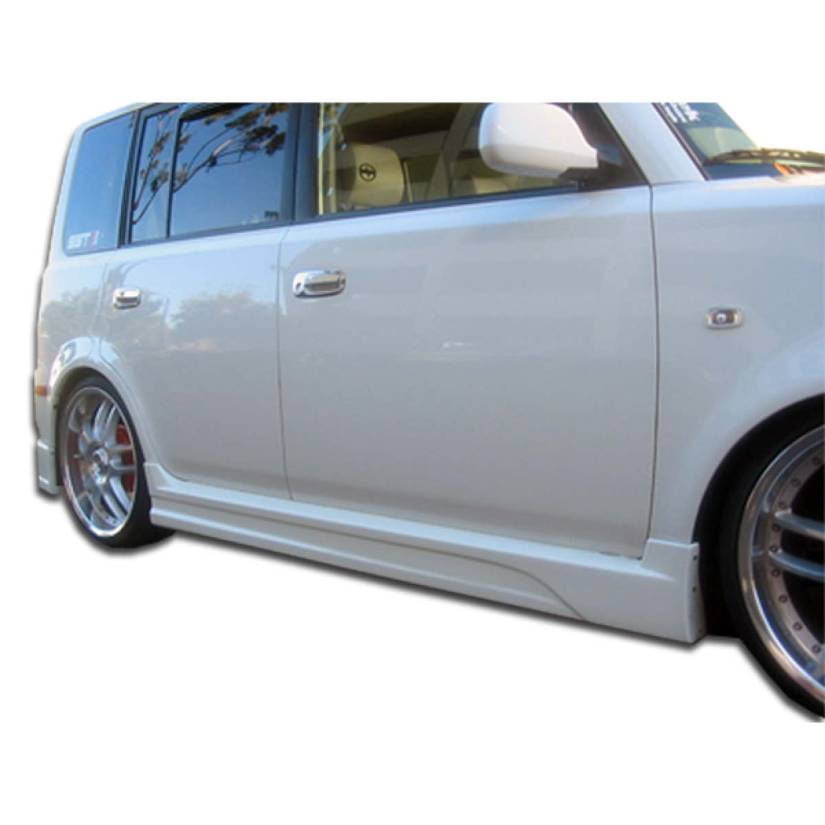 Modify your Scion xB 2004 with our Exterior/Complete Body Kits - Angled view of side skirts on Scion xB model