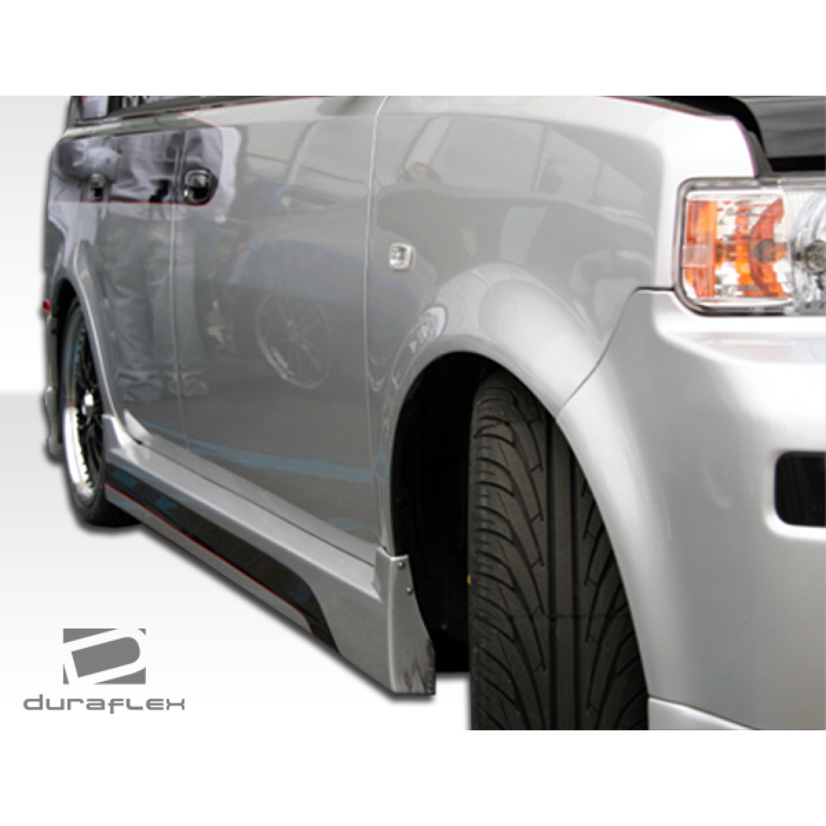 Modify your Scion xB 2004 with our Exterior/Complete Body Kits - Side view showing side skirts at a low angle