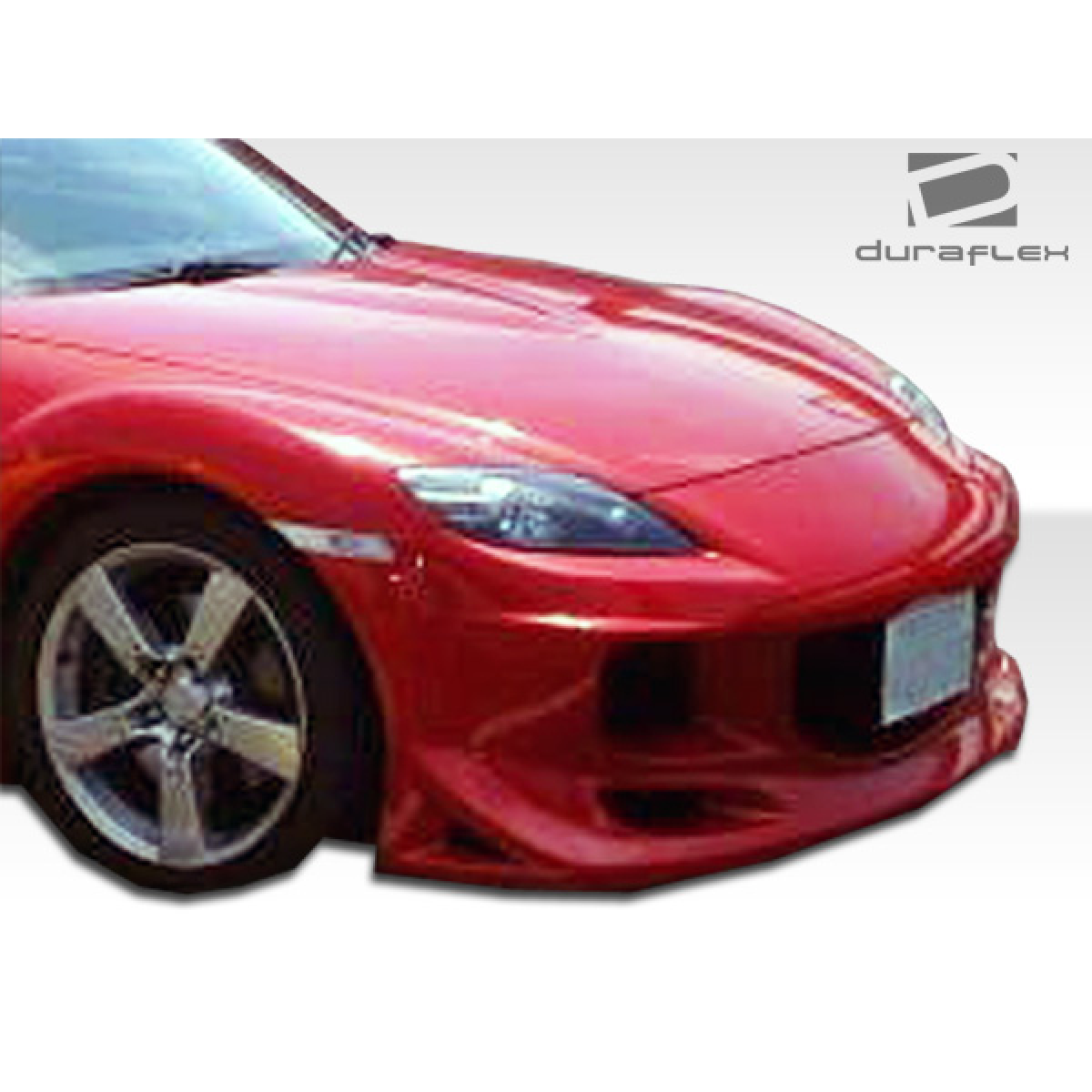 Modify your Mazda RX-8 2004 with our Exterior/Front Bumpers or Lips - Front angle view of a red Mazda RX-8 bumper