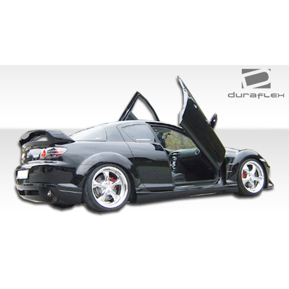 Modify your Mazda RX-8 2004 with our Exterior/Complete Body Kits - Showing rear 3/4 angle with doors open