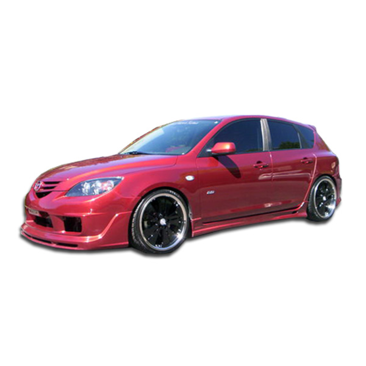Modify your Mazda 3 2004 with our Exterior/Side Skirts - Side angle showcasing vehicle and side skirts