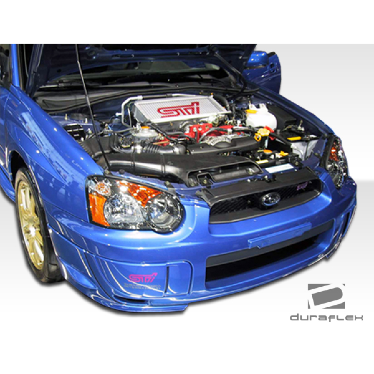 Modify your Subaru Impreza 2004 with our Exterior/Front Bumpers or Lips - Front view with hood open at a slight angle