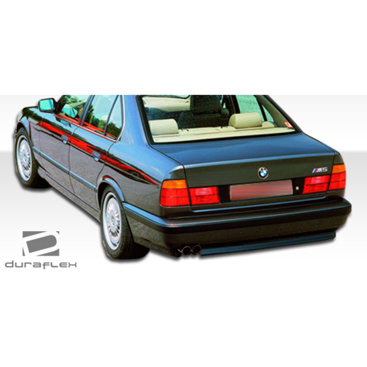 Modify your BMW 5-Series 1989 with our Exterior/Rear Bumpers or Lips - Angled view from the rear left side of the vehicle