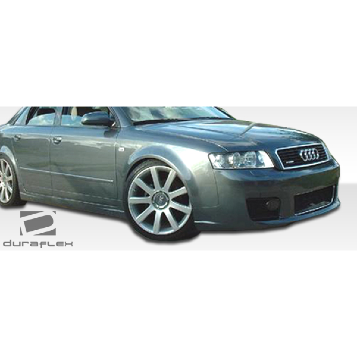 Modify your Audi A4 2002 with our Exterior/Front Bumpers or Lips - Image shows car at a slight angle from front