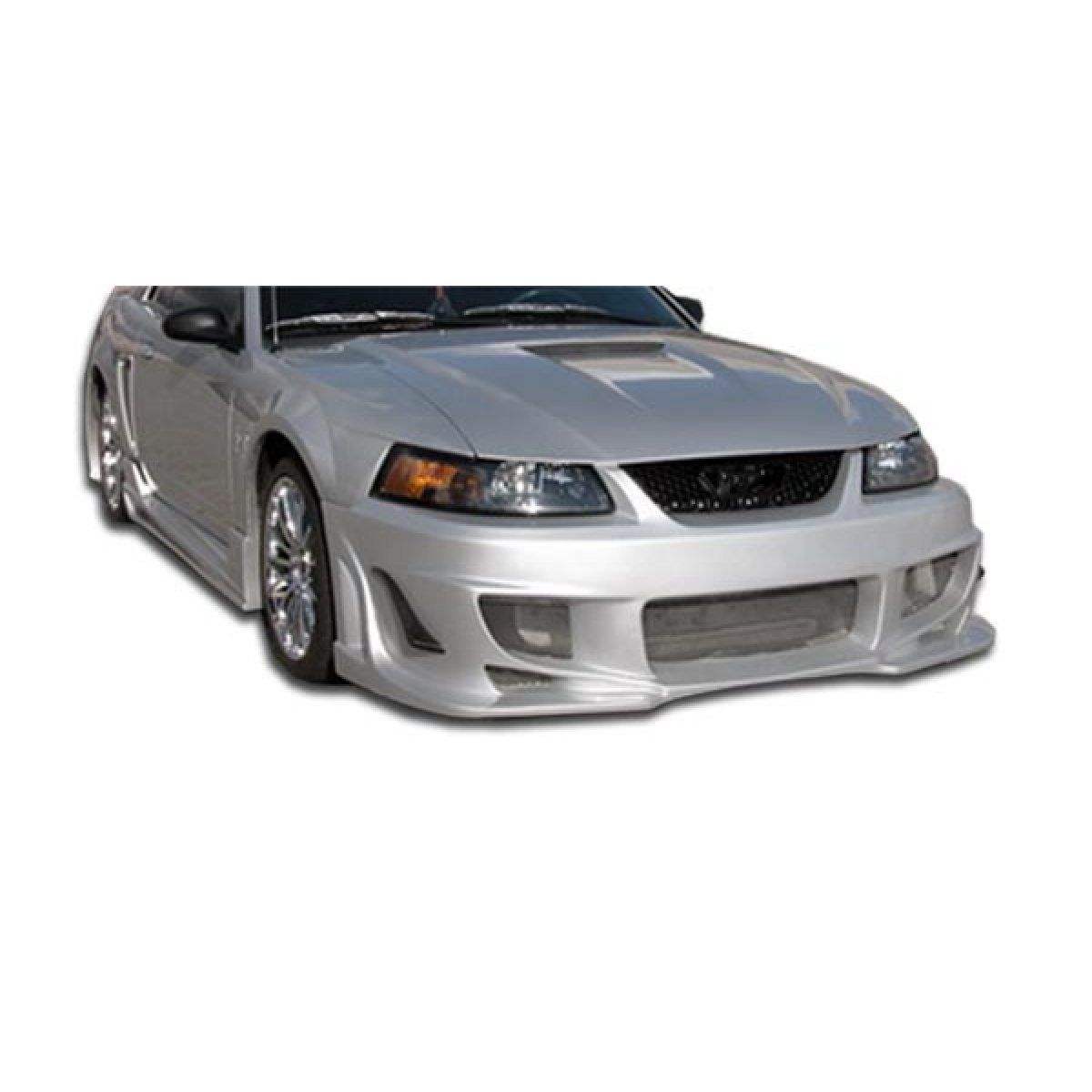 Modify your Ford Mustang 1999 with our Exterior/Front Bumpers or Lips - Front view of a modified Mustang at slight angle