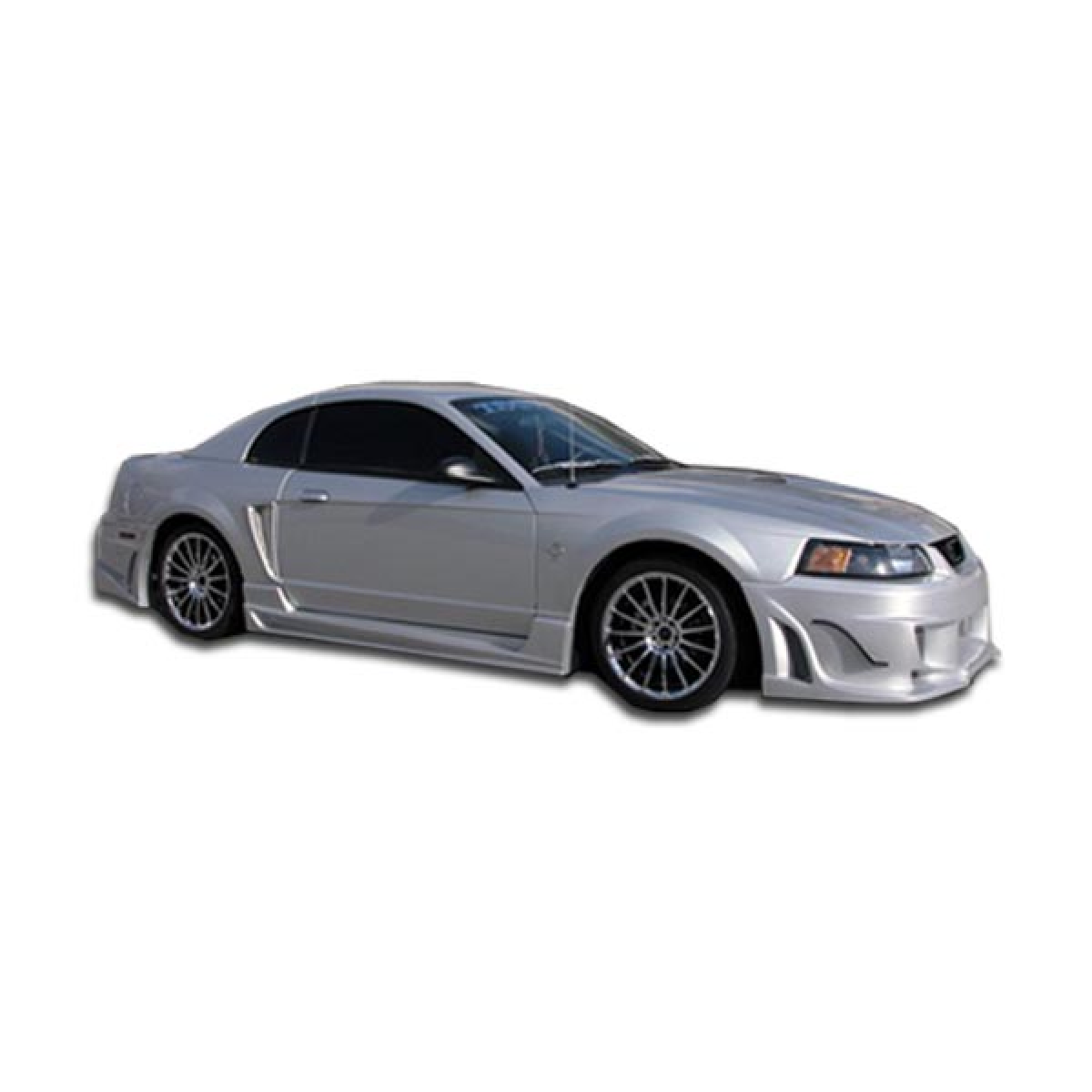 Modify your Ford Mustang 1999 with our Exterior/Side Skirts - Side view angle of the vehicle showcasing skirts