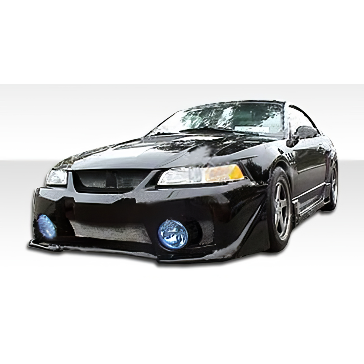 Modify your Ford Mustang 1999 with our Exterior/Front Bumpers or Lips - Front angle view of the vehicle shows bumper design