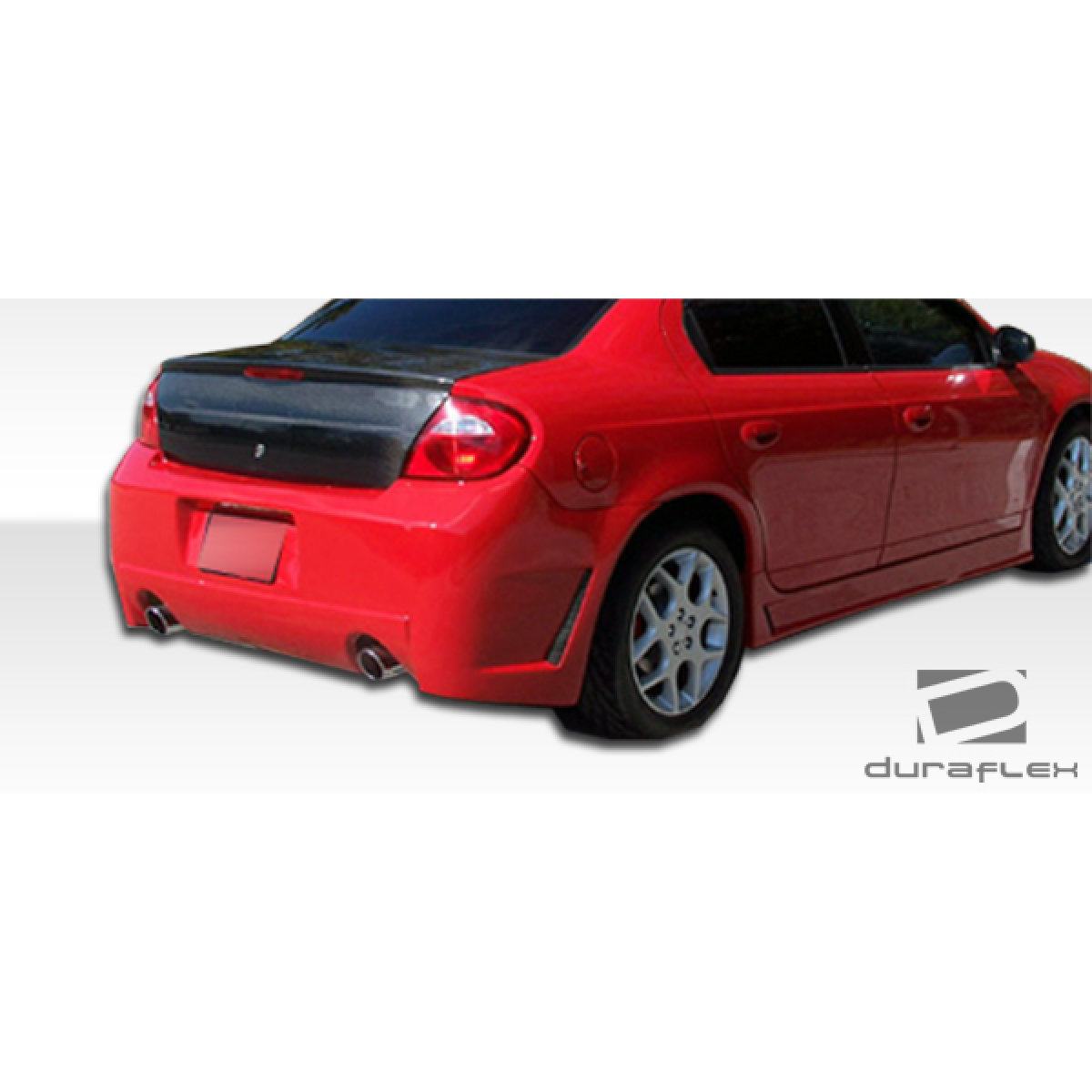 Modify your Dodge Neon 2000 with our Exterior/Side Skirts - Angle is from the rear three quarter view