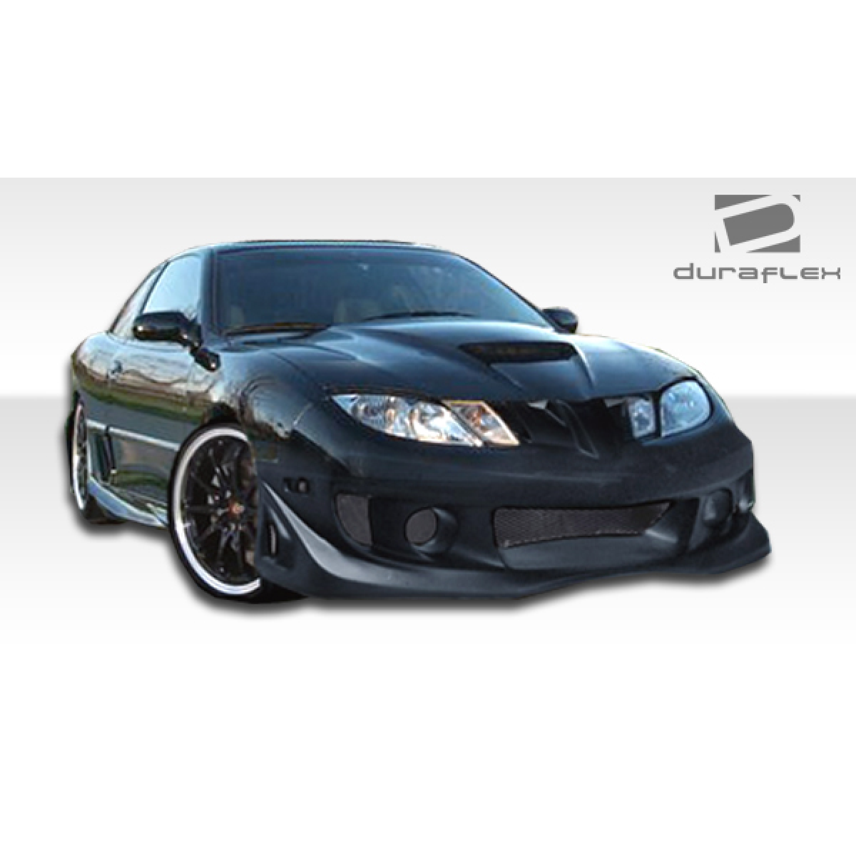 Modify your Pontiac Sunfire 2003 with our Exterior/Front Bumpers - Front angle of a black Pontiac Sunfire