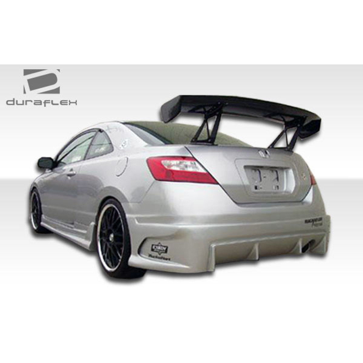 Modify your Honda Civic 2006 with our Exterior/Complete Body Kits - Rear angle view of Honda Civic with side skirts