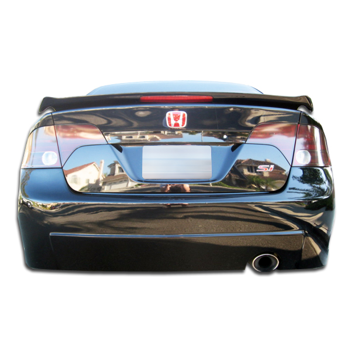 Modify your Honda Civic 2006 with our Exterior/Rear Bumpers or Lips - Rear view of vehicle showing bumper at eye level