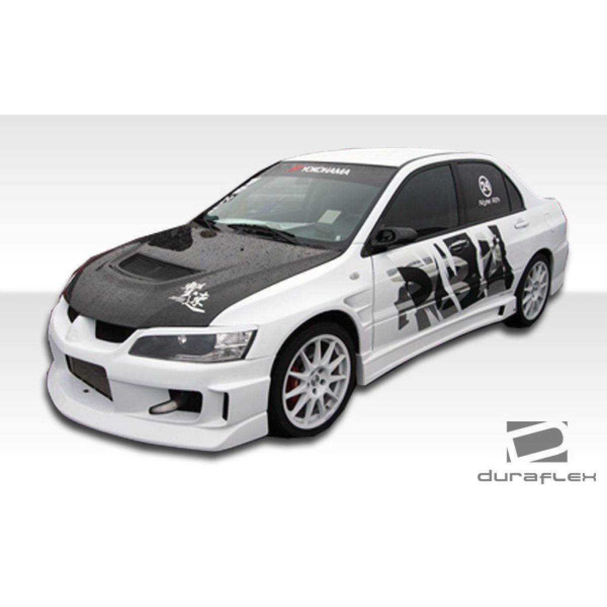 Modify your Mitsubishi Evolution 2003 with our Exterior/Fenders - Front three quarter angle view of the car