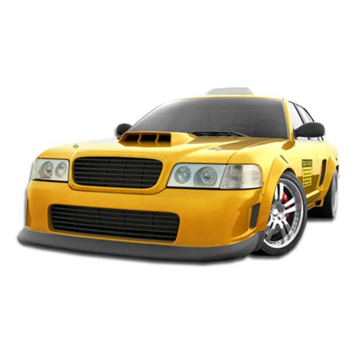 Modify your Ford Crown Victoria 1998 with our Exterior/Complete Body Kits - Front angle view of a modified yellow car