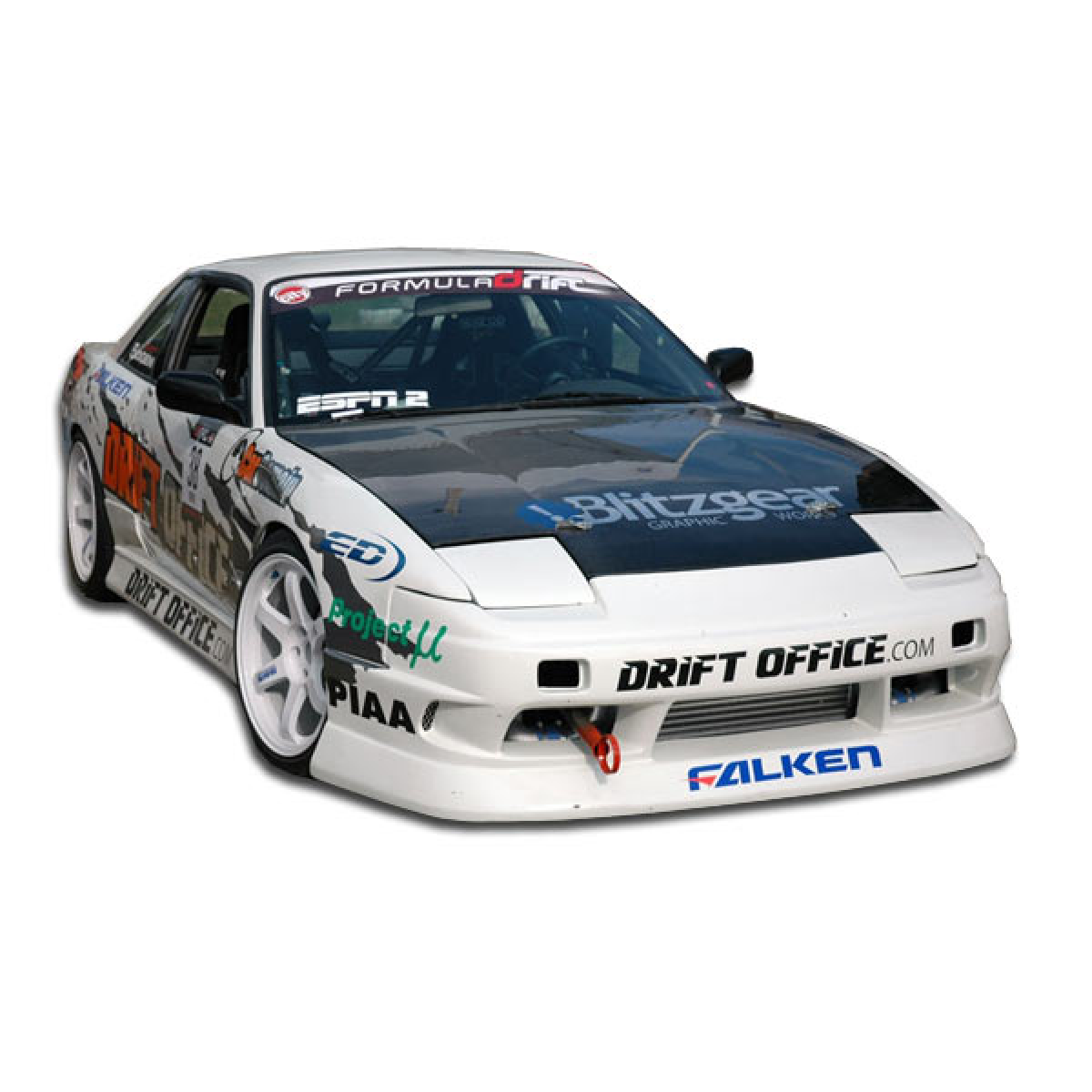 Modify your Nissan 240SX 1989 with our Exterior/Complete Body Kits - Front angled view of a modified Nissan 240SX