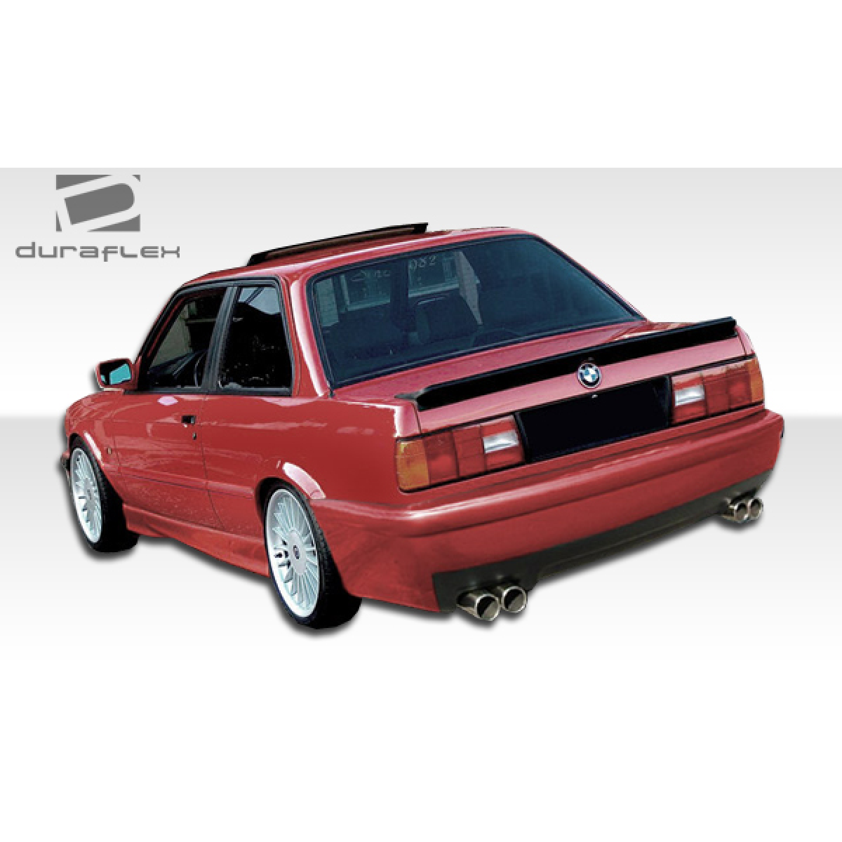 Modify your BMW 3-Series 1984 with our Exterior/Side Skirts - The image is viewed from a rear angle