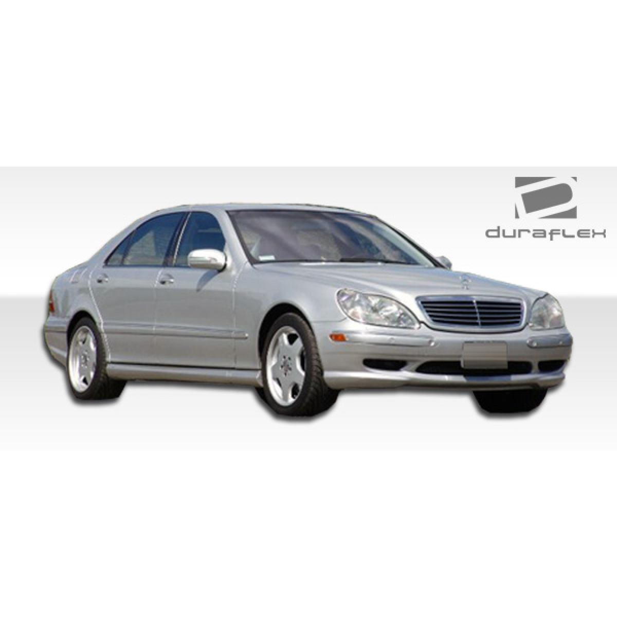 Modify your Mercedes-Benz S-Class 2003 with our Exterior/Front Bumpers - Front angle view of a silver Mercedes S-Class