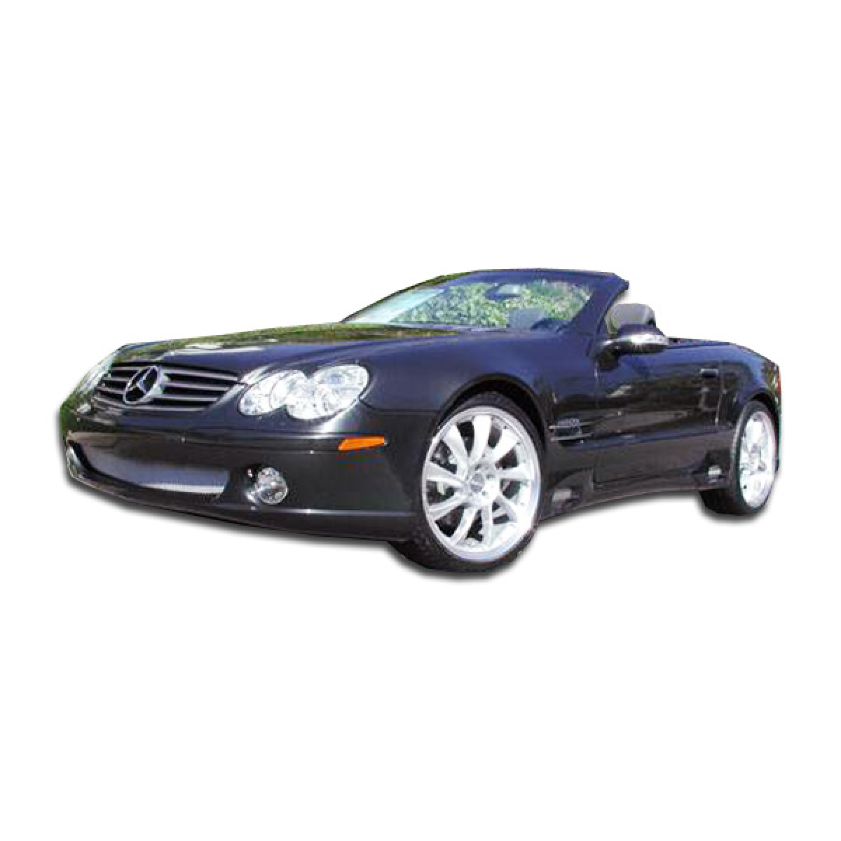 Modify your Mercedes-Benz SL-Class 2003 with our Exterior/Front Bumpers or Lips - The image is viewed at a low front angle