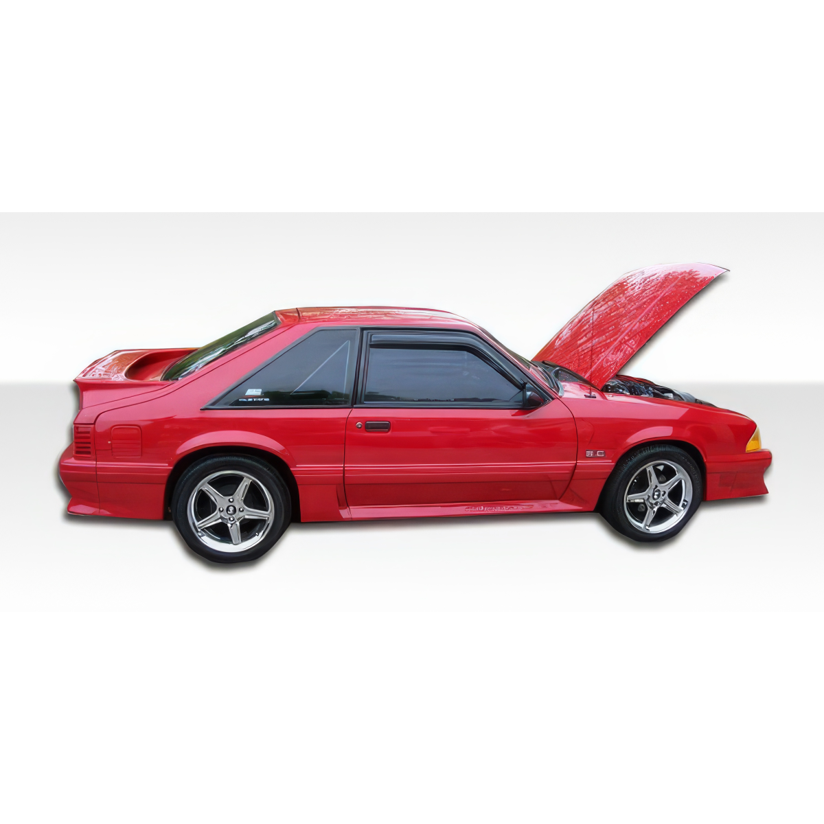 Modify your Ford Mustang 1983 with our Exterior/Complete Body Kits - Vehicle shown from side angle with hood open