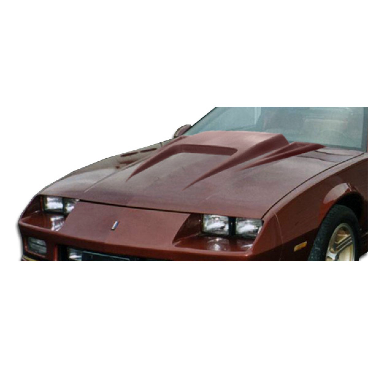 Modify your Chevrolet Camaro 1982 with our Exterior/Hoods - Front view angle of the Camaro hood