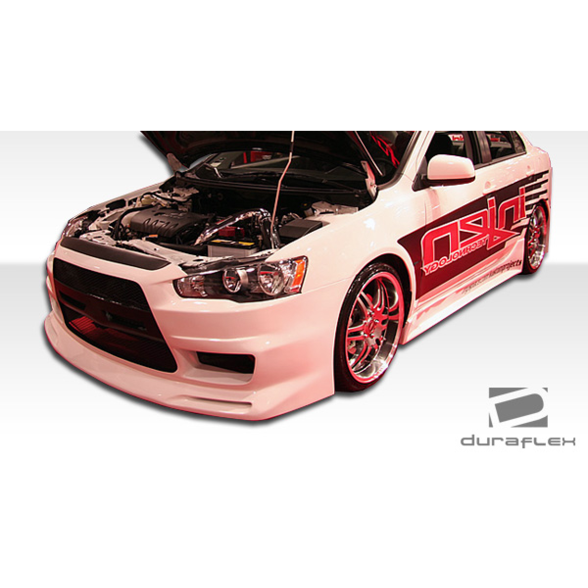 Modify your Mitsubishi Lancer 2008 with our Exterior/Front Bumpers or Lips - Front angle view of car part and vehicle