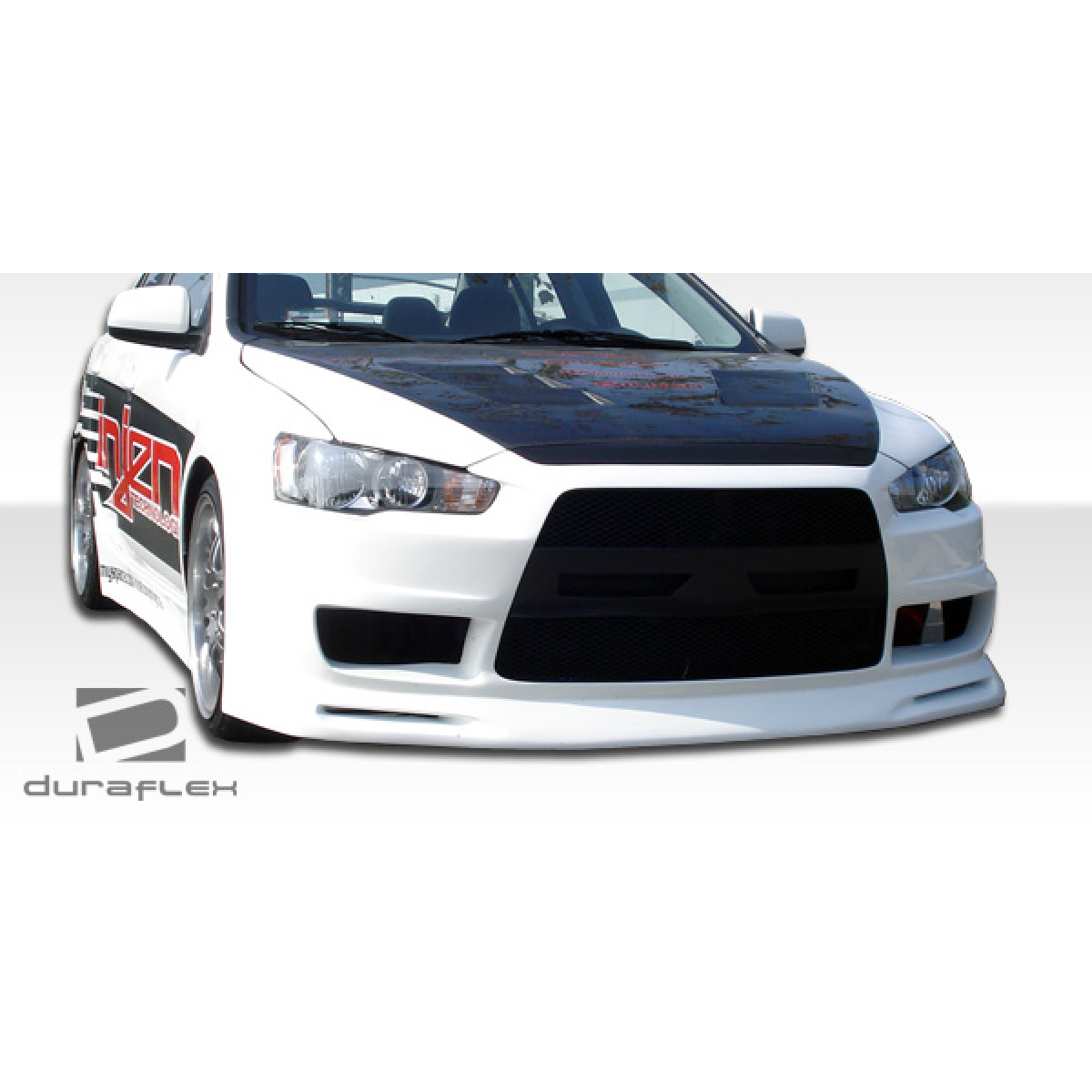 Modify your Mitsubishi Lancer 2008 with our Exterior/Front Bumpers or Lips - Front view of the vehicle at eye level angle