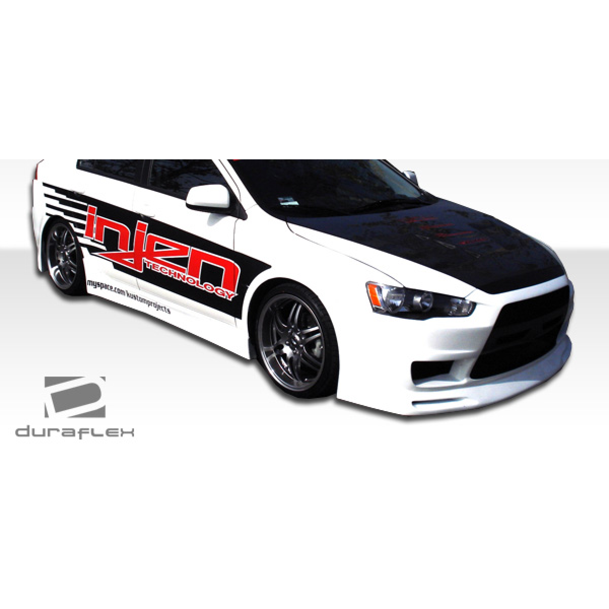 Modify your Mitsubishi Lancer 2008 with our Exterior/Side Skirts - Angled view from the front left side