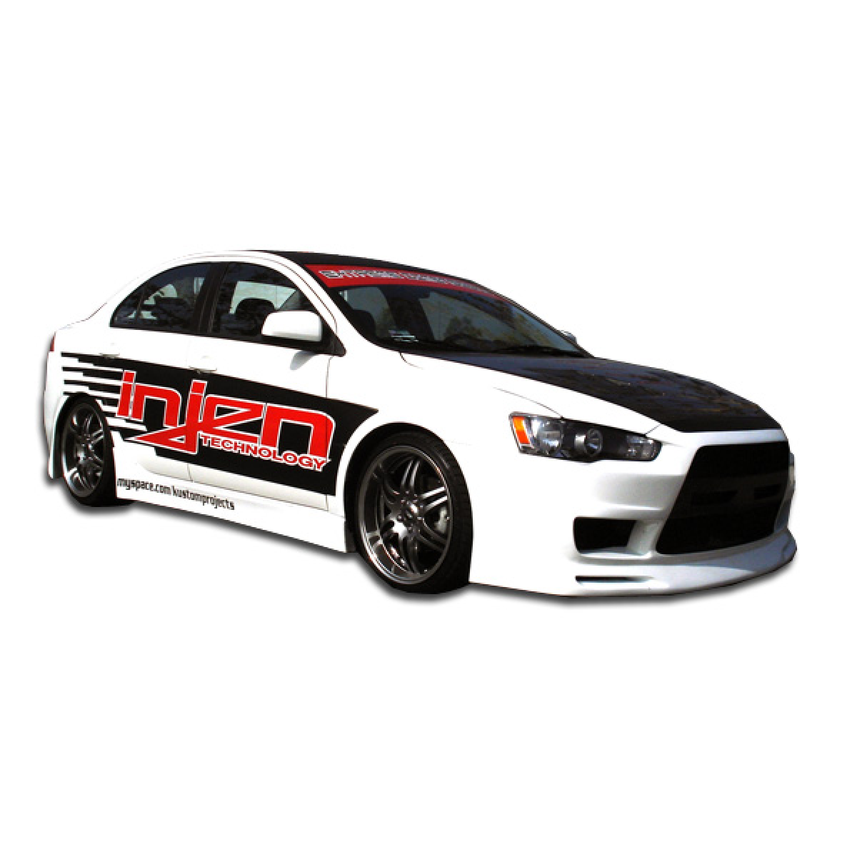 Modify your Mitsubishi Lancer 2008 with our Exterior/Side Skirts - Side view of vehicle showing side skirts clearly