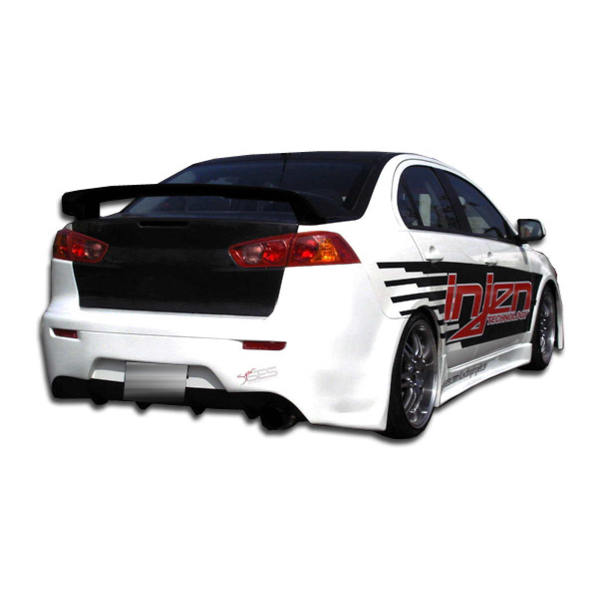 Modify your Mitsubishi Lancer 2008 with our Exterior/Rear Bumpers or Lips - Rear view angle showcasing the bumper design