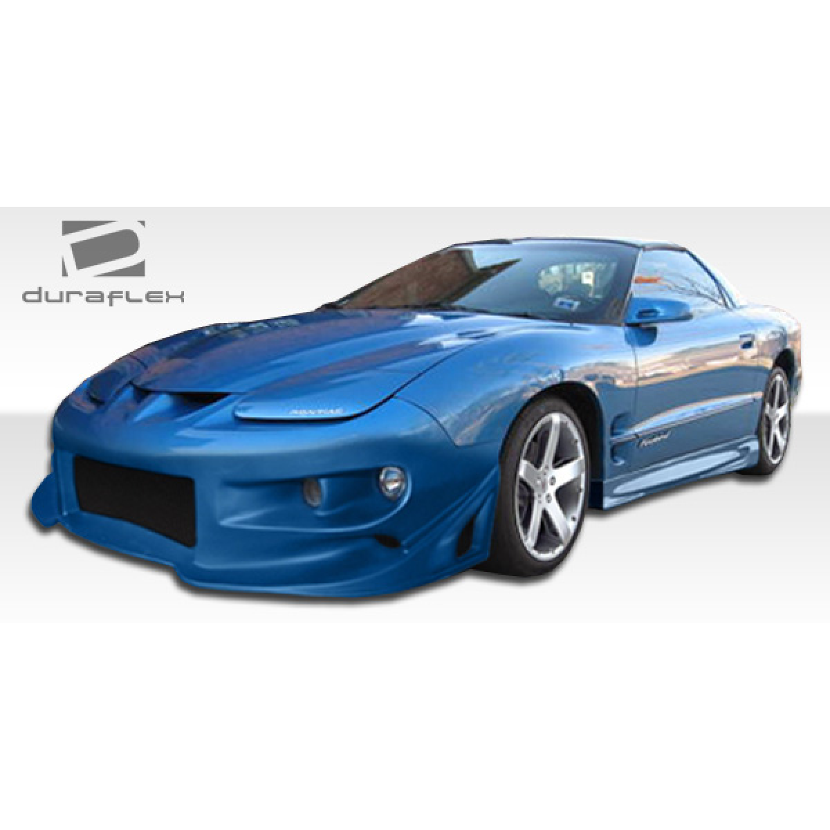 Modify your Pontiac Firebird 1998 with our Exterior/Front Bumpers - Front angle view of a blue Pontiac Firebird