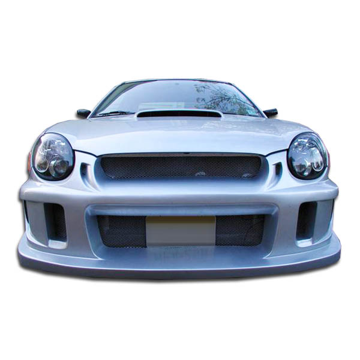 Modify your Subaru Impreza 2002 with our Exterior/Front Bumpers or Lips - Front view of the vehicle at a straight angle