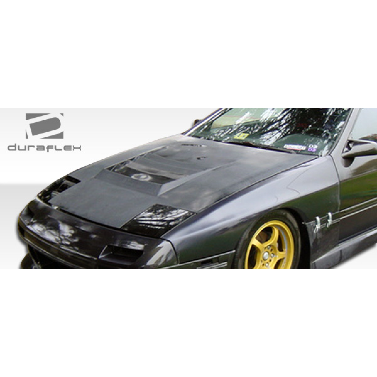 Modify your Mazda RX-7 1986 with our Exterior/Hoods - Angled view of hood on Mazda RX-7