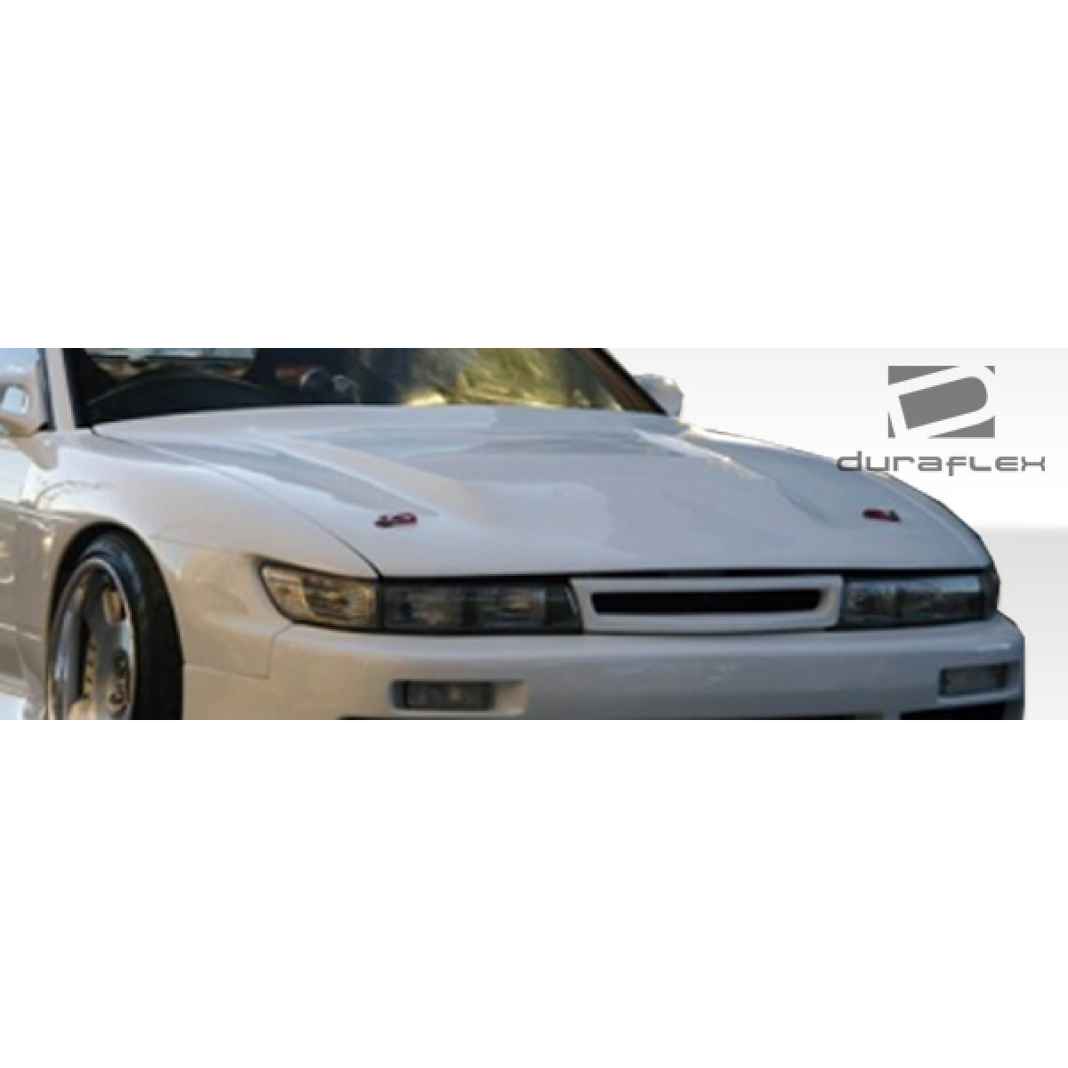 Modify your Nissan Silvia 1989 with our Exterior/Hoods - Front angle view of Nissan Silvia S13 hood