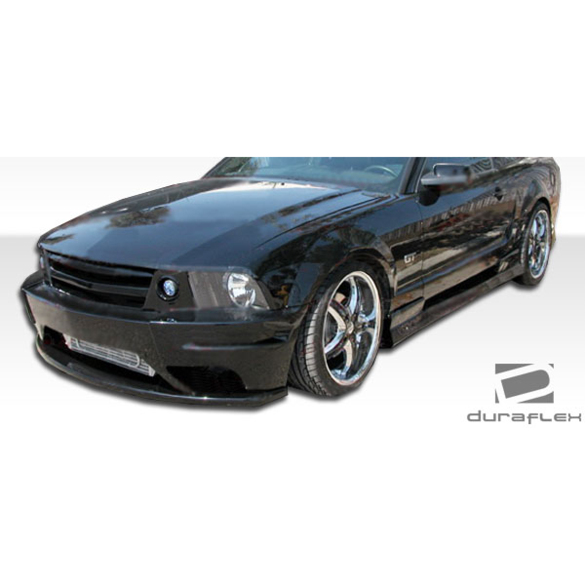 Modify your Ford Mustang 2005 with our Exterior/Complete Body Kits - Front angle view of a modified black Mustang