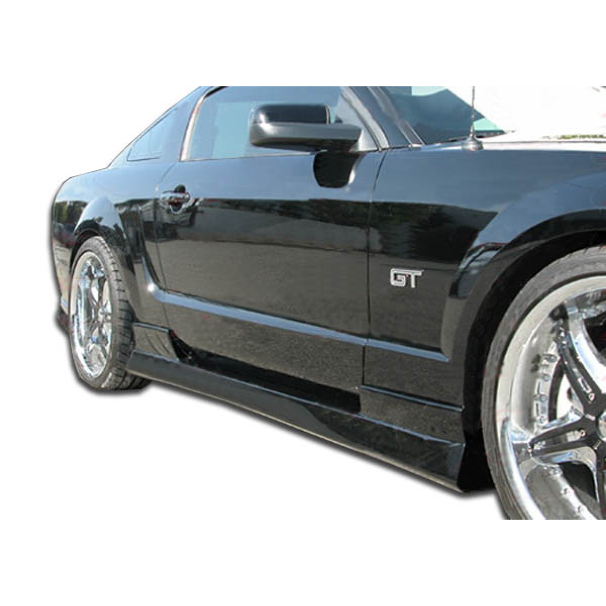 Modify your Ford Mustang 2005 with our Exterior/Side Skirts - View from a low side angle showcasing the part