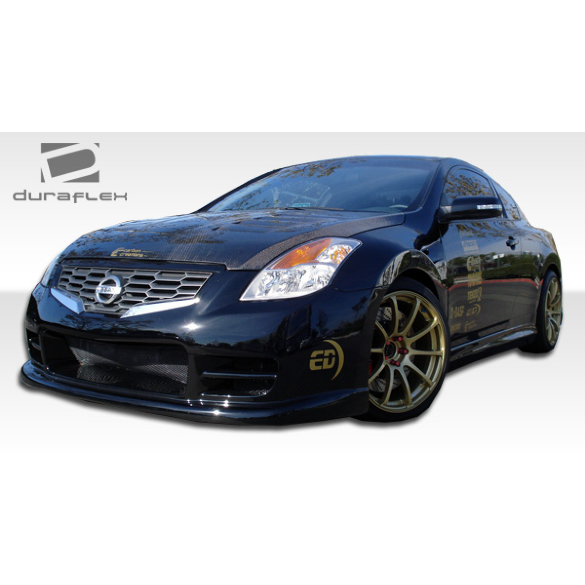 Modify your Nissan Altima 2008 with our Exterior/Complete Body Kits - Front angle showcasing sleek design and side skirts