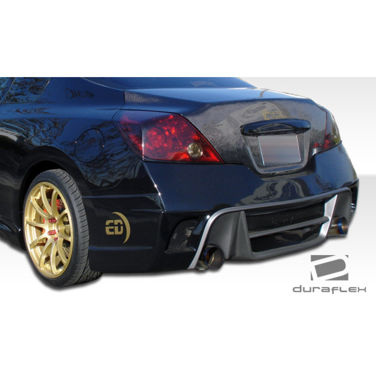 Modify your Nissan Altima 2008 with our Exterior/Rear Bumpers or Lips - Angle view of vehicle rear from slightly above