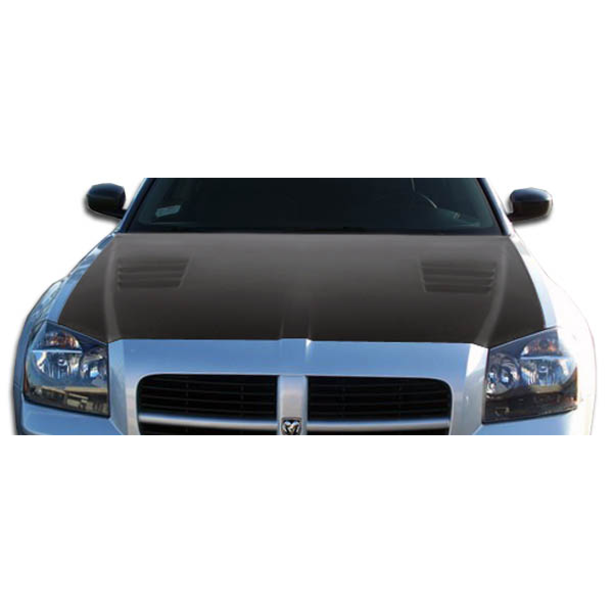 Modify your Dodge Magnum 2005 with our Exterior/Hoods - Front view of the vehicle's hood at eye level