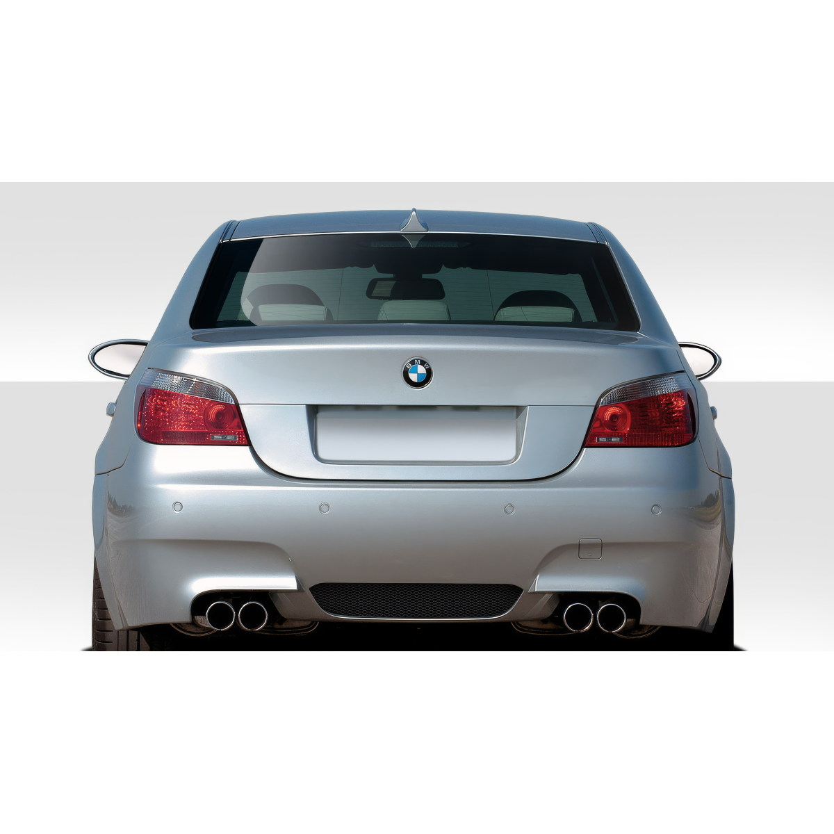 Modify your BMW 5-Series 2004 with our Exterior/Rear Bumpers or Lips - Rear view of the BMW shown at a straight angle