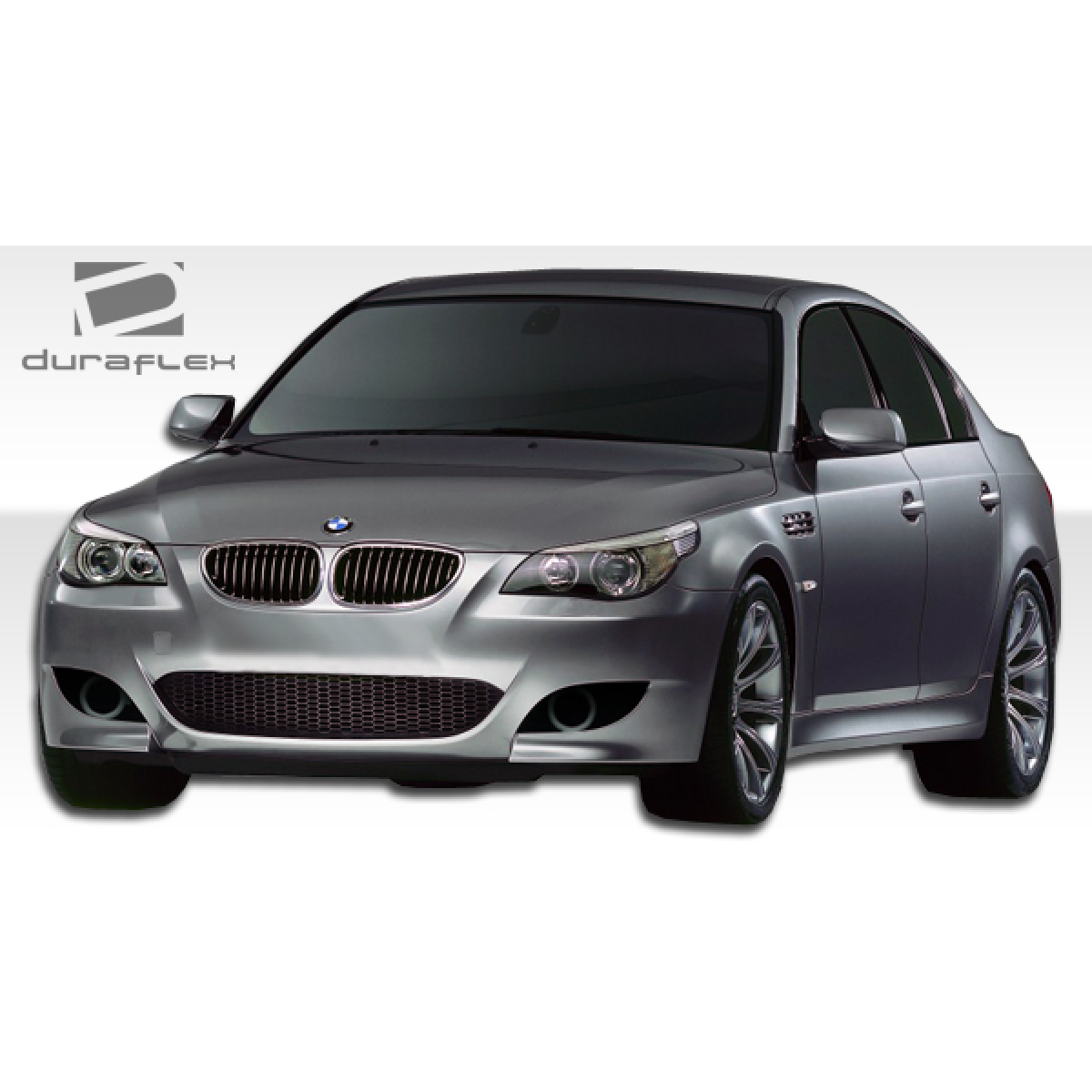 Modify your BMW 5-Series 2004 with our Exterior/Complete Body Kits - Front angle view of vehicle shows side skirts