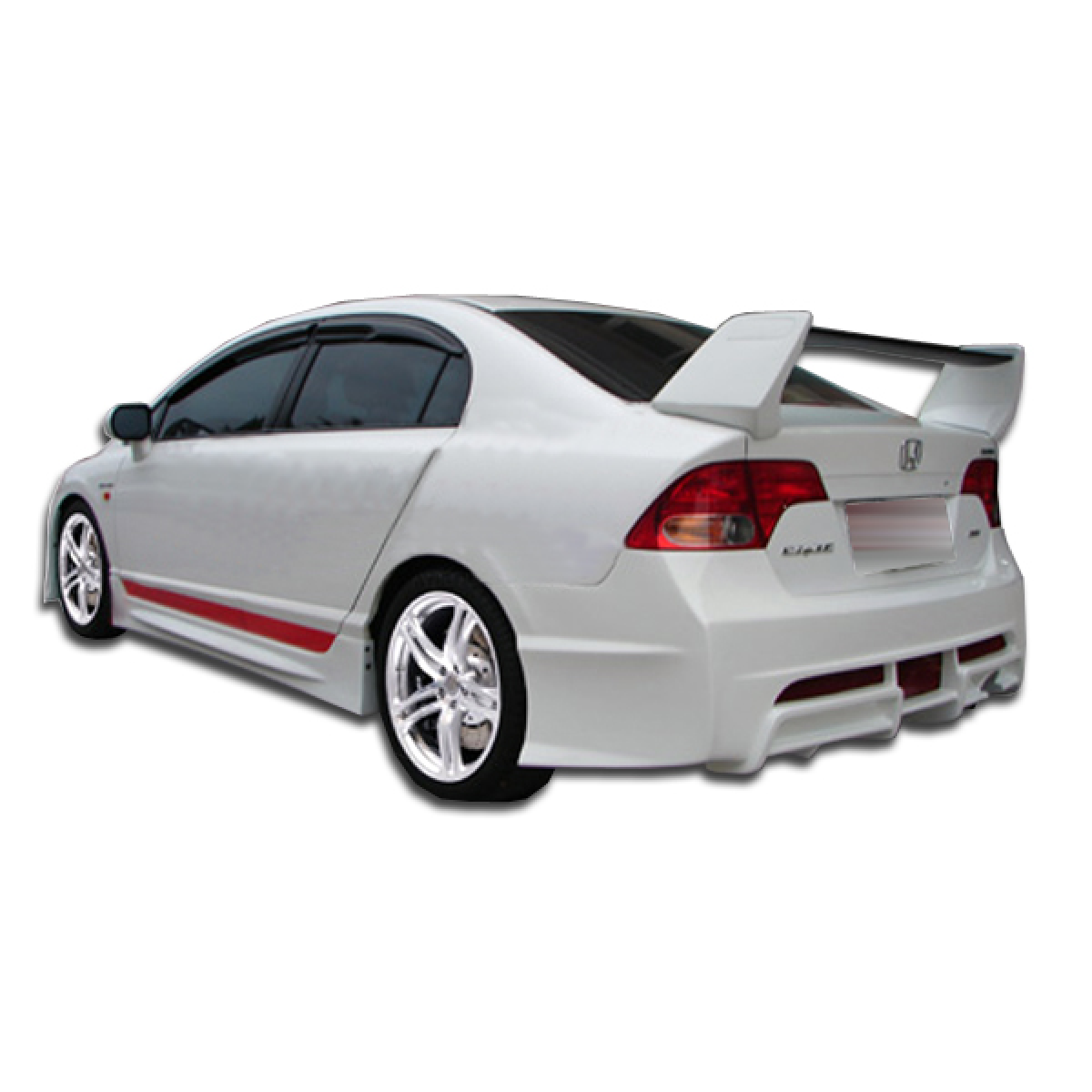 Modify your Honda Civic 2006 with our Exterior/Rear Bumpers or Lips - Rear three quarter angle view of the vehicle