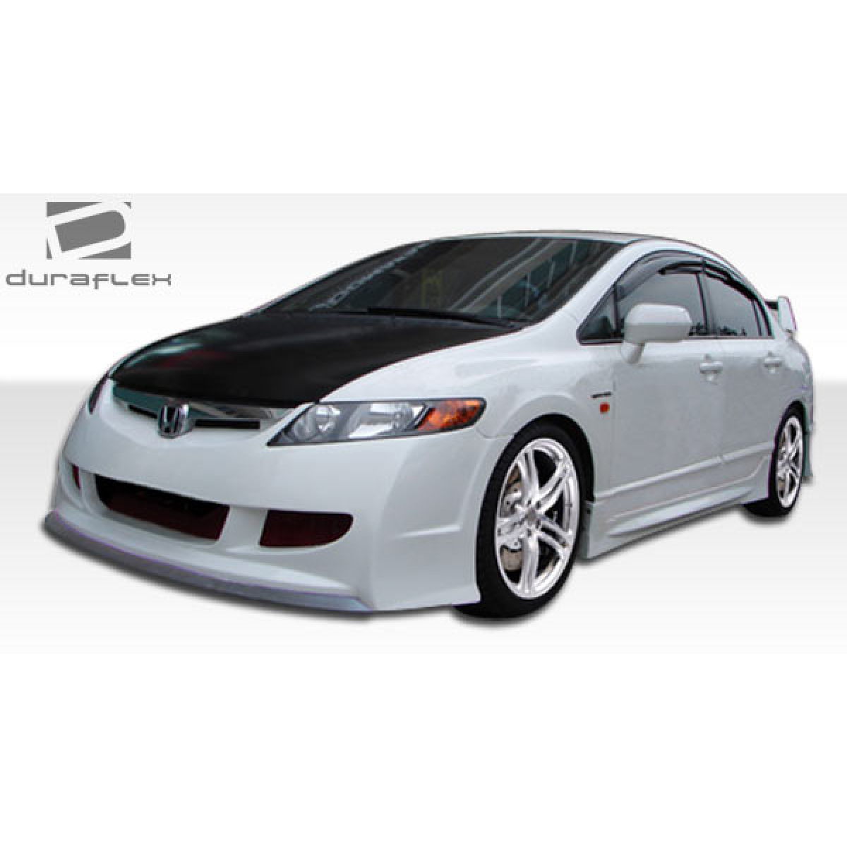 Modify your Honda Civic 2006 with our Exterior/Complete Body Kits - Front angle showcasing the side skirts design