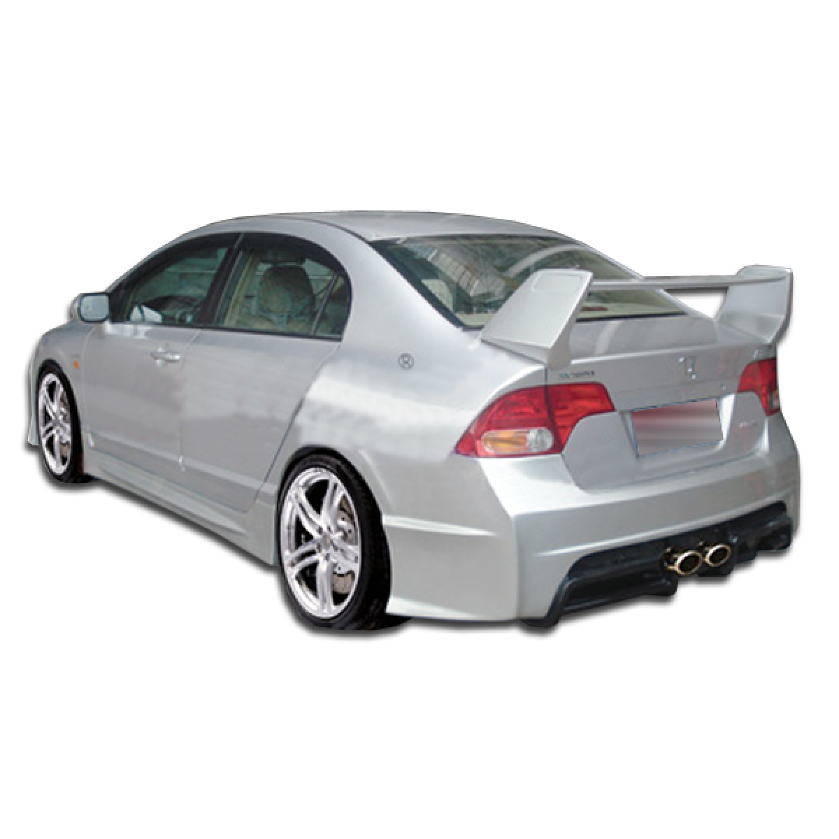 Modify your Honda Civic 2006 with our Exterior/Complete Body Kits - Rear three quarter angle view of a car