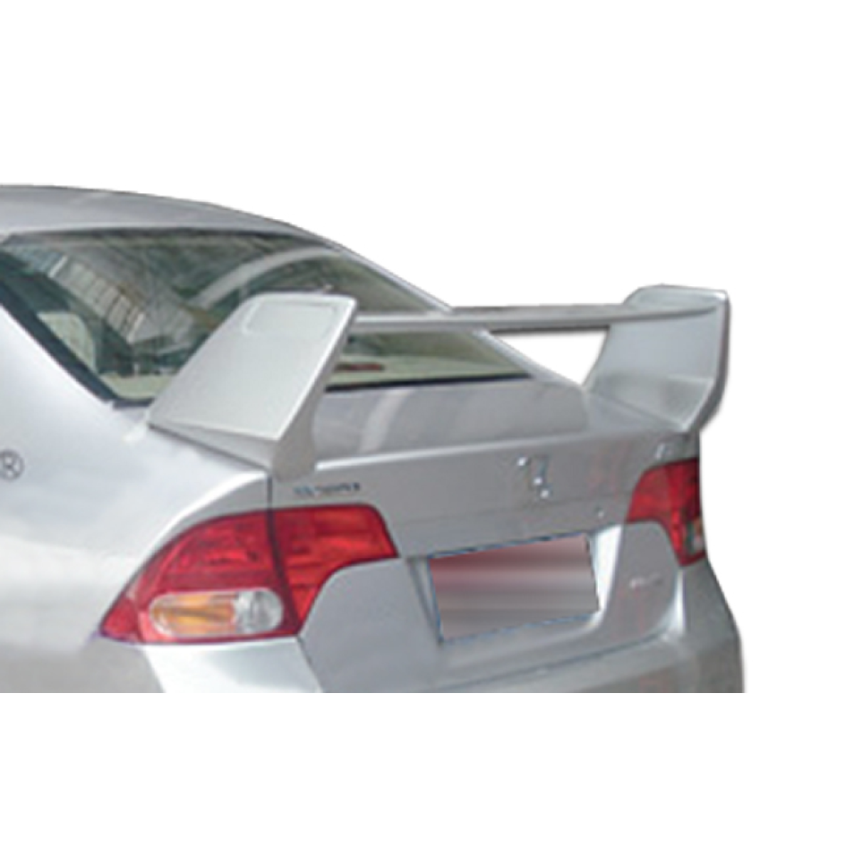 Modify your Honda Civic 2006 with our Exterior/Complete Body Kits - Rear view angle showing a trunk lid spoiler