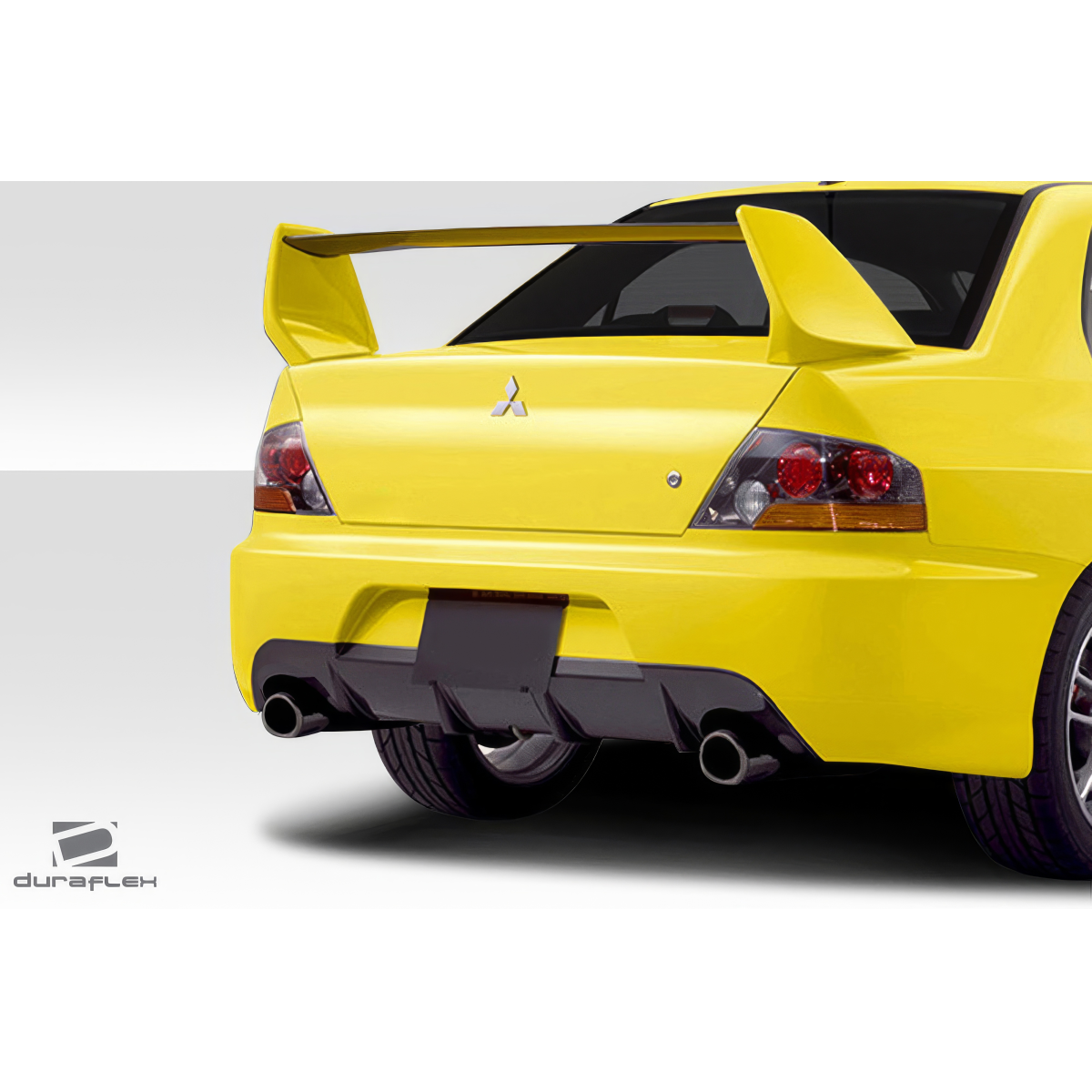 Modify your Mitsubishi Evolution 2003 with our Exterior/Rear Bumpers or Lips - Rear view angle of vehicle features observed