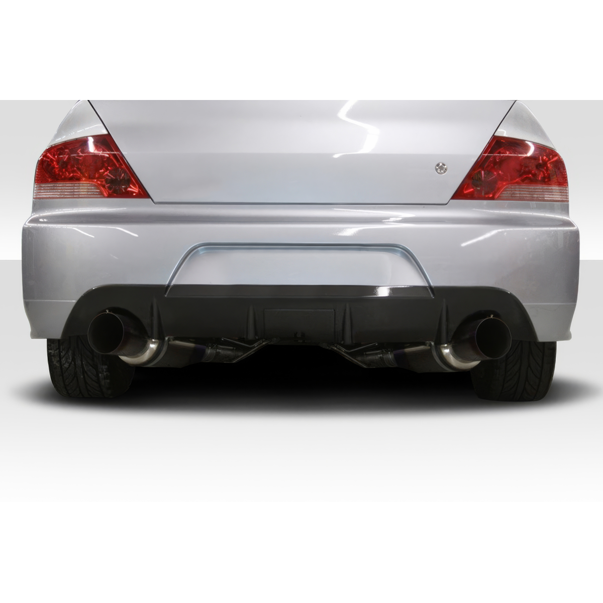 Modify your Mitsubishi Evolution 2003 with our Exterior/Rear Bumpers or Lips - Rear view of a vehicle at a straight angle