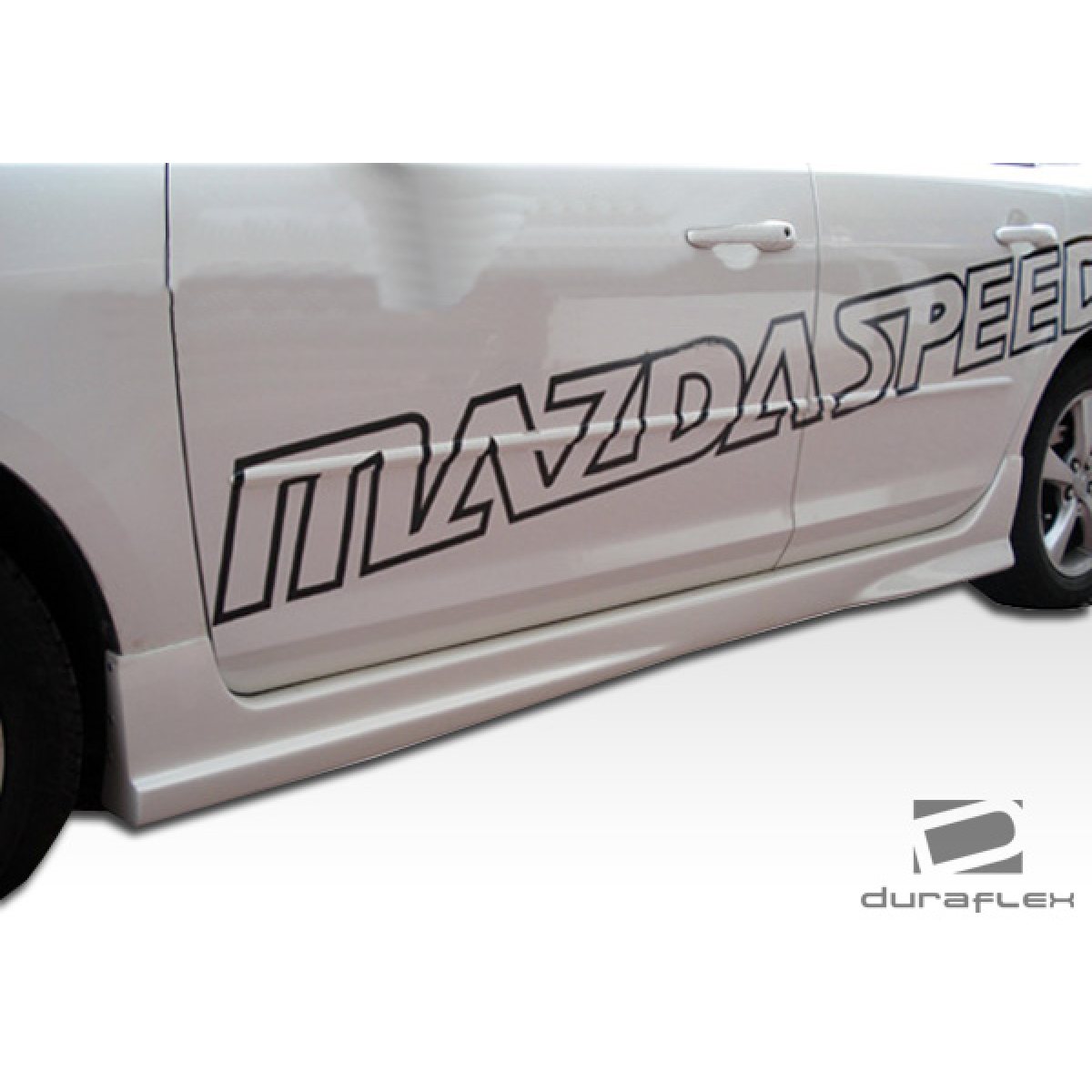 Modify your Mazda 3 2004 with our Exterior/Side Skirts - Side view at a slight angle towards the ground