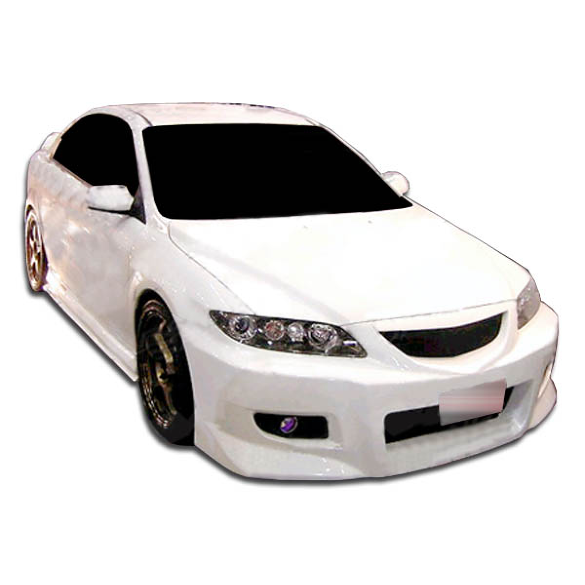 Modify your Mazda 6 2003 with our Exterior/Front Bumpers or Lips - Front angled view of vehicle with sporty design