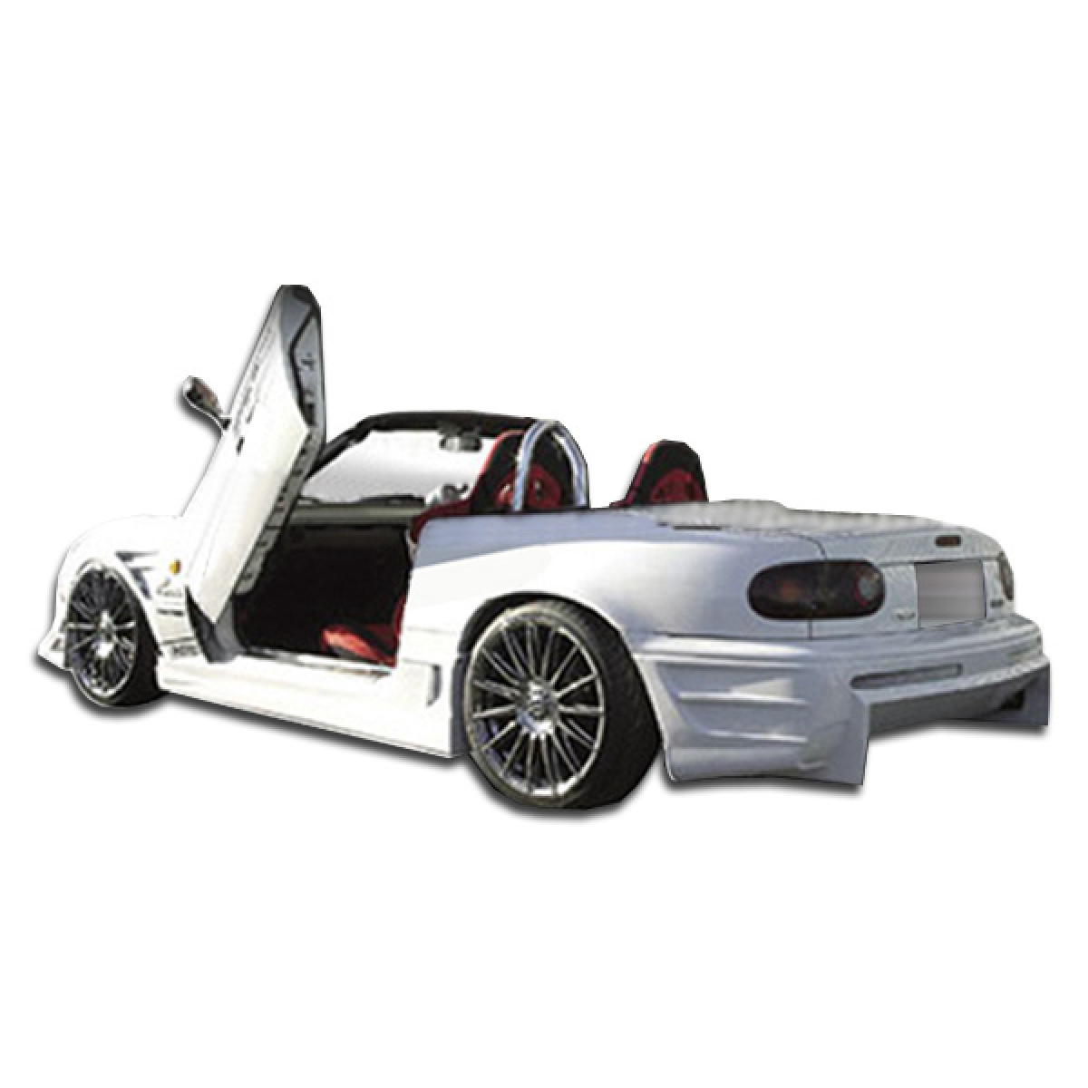 Modify your Mazda Miata 1990 with our Exterior/Complete Body Kits - Front angled view with doors open